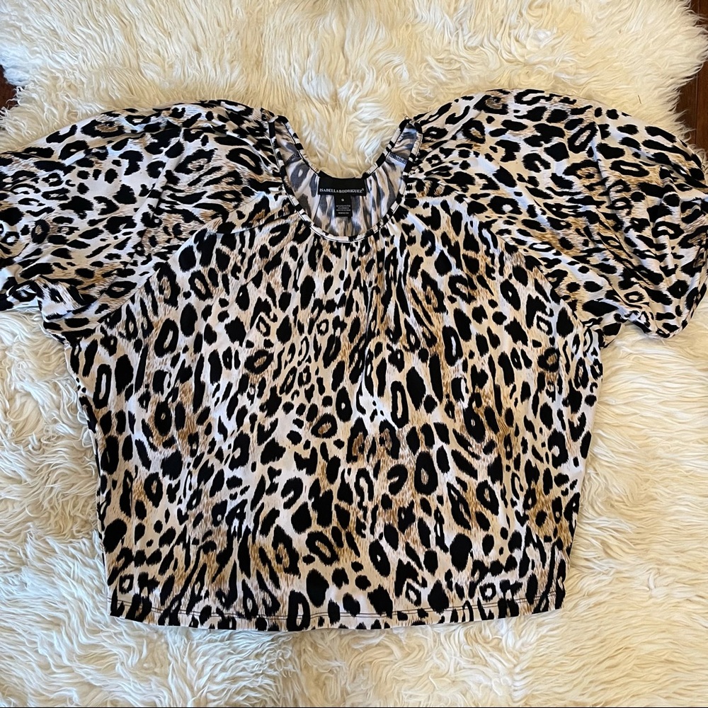 Isabella Rodriguez leopard top